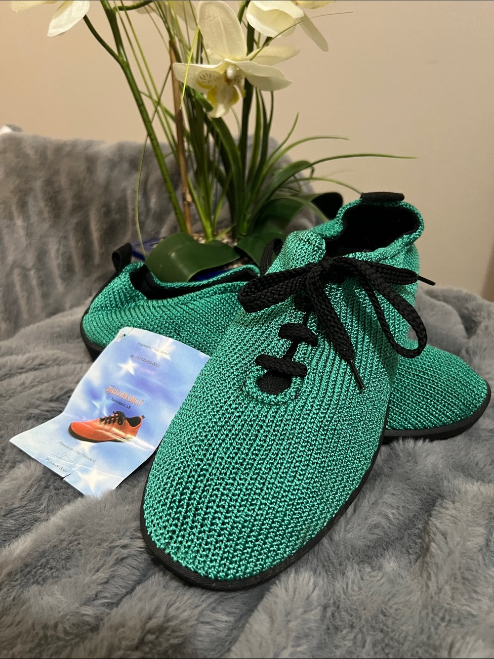 Arcopedico Knit Sneakers in Teal and Black